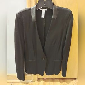 Faux leather accent blazer